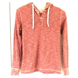 Marled Pink Henley Hoodie